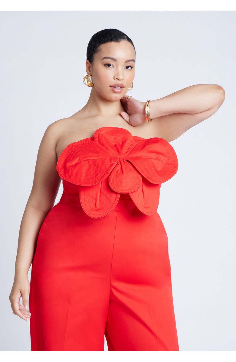 ELOQUII Flower Jumpsuit, Alternate, color, High Risk Red