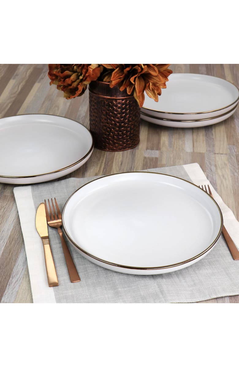 Elama Arthur 6 Piece Stoneware Dinner Plate Set, Alternate, color, White