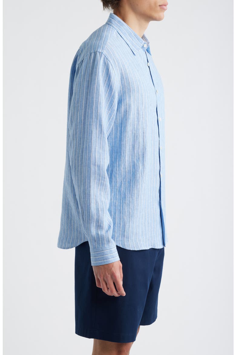 Irving Relaxed Fit Stripe Linen Button-Up Shirt, Alternate, color, CRISP BLUE MULTI