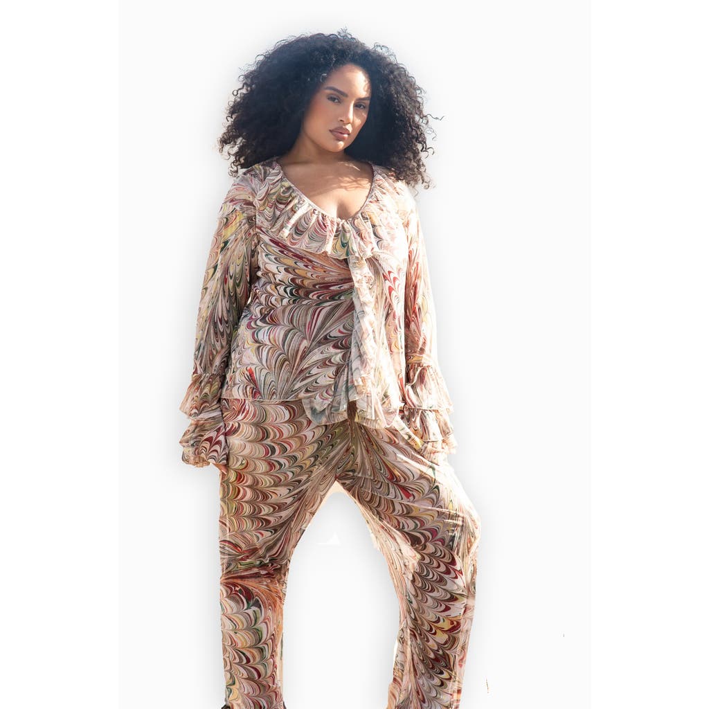 Fashion-szn Curve Curve Wide Leg Resort Trouser In Multi