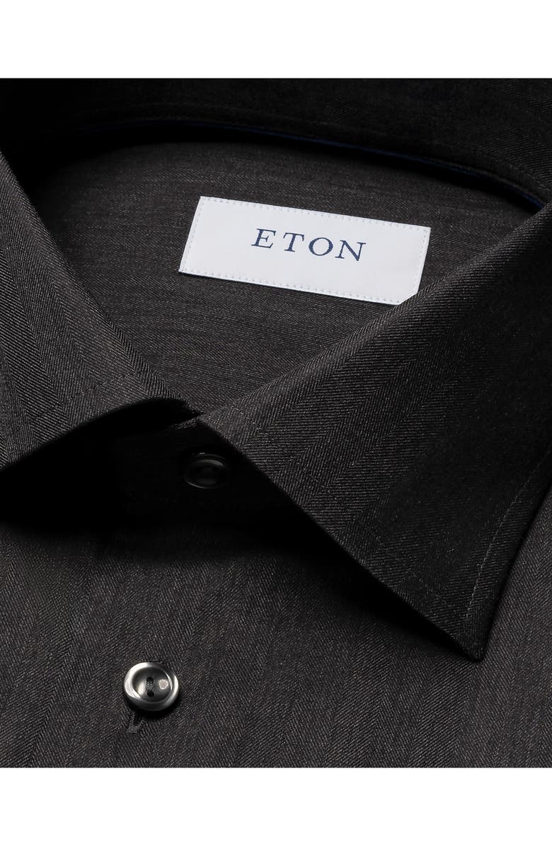 Eton Slim Fit Cotton Herringbone Flannel Dress Shirt, Alternate, color, 