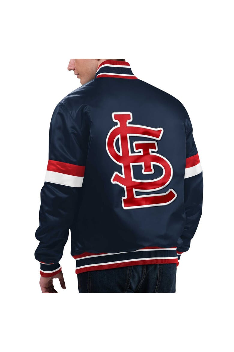Men's Starter Navy St. Louis Cardinals Home Game Satin Full-Snap Varsity Jacket, Alternate, color, Navy
