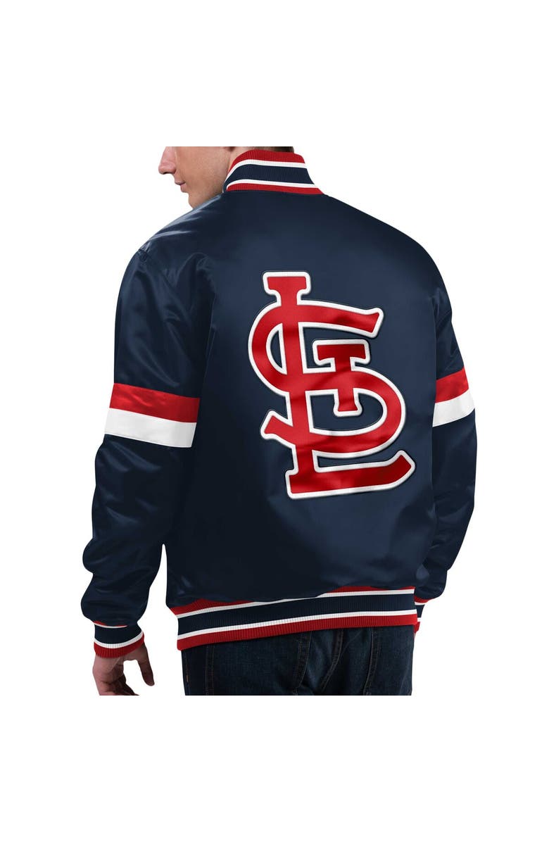 STARTER Men's Starter Navy St. Louis Cardinals Home Game Satin Full-Snap Varsity Jacket, Alternate, color, Navy