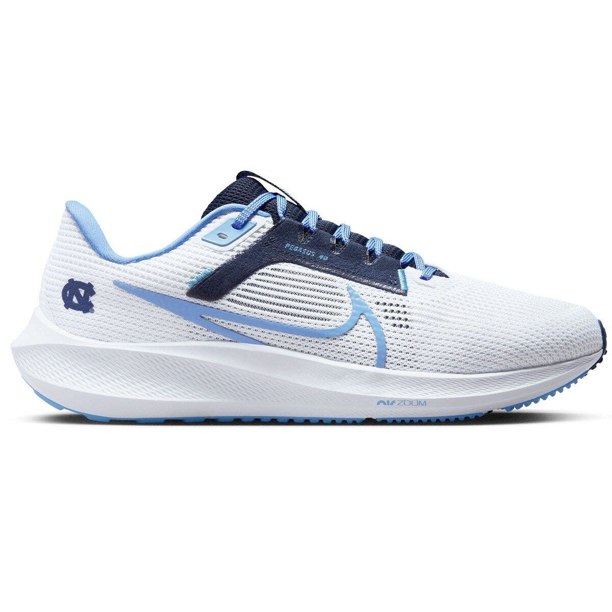 Nike Unisex Nike  White North Carolina Tar Heels Zoom Pegasus 40 Running Shoe, Alternate, color, White