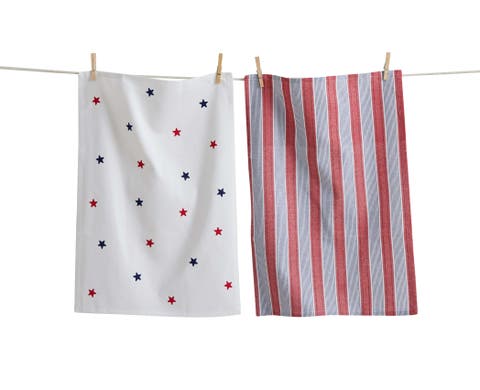 Stars & Stripes Dishtowel Set/2 Multi Cotton Summer
