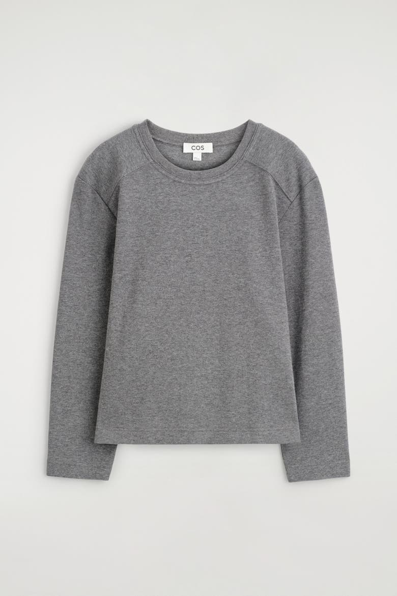Cotton Long-Sleveled Top, Alternate, color, GRAY MÉLANGE