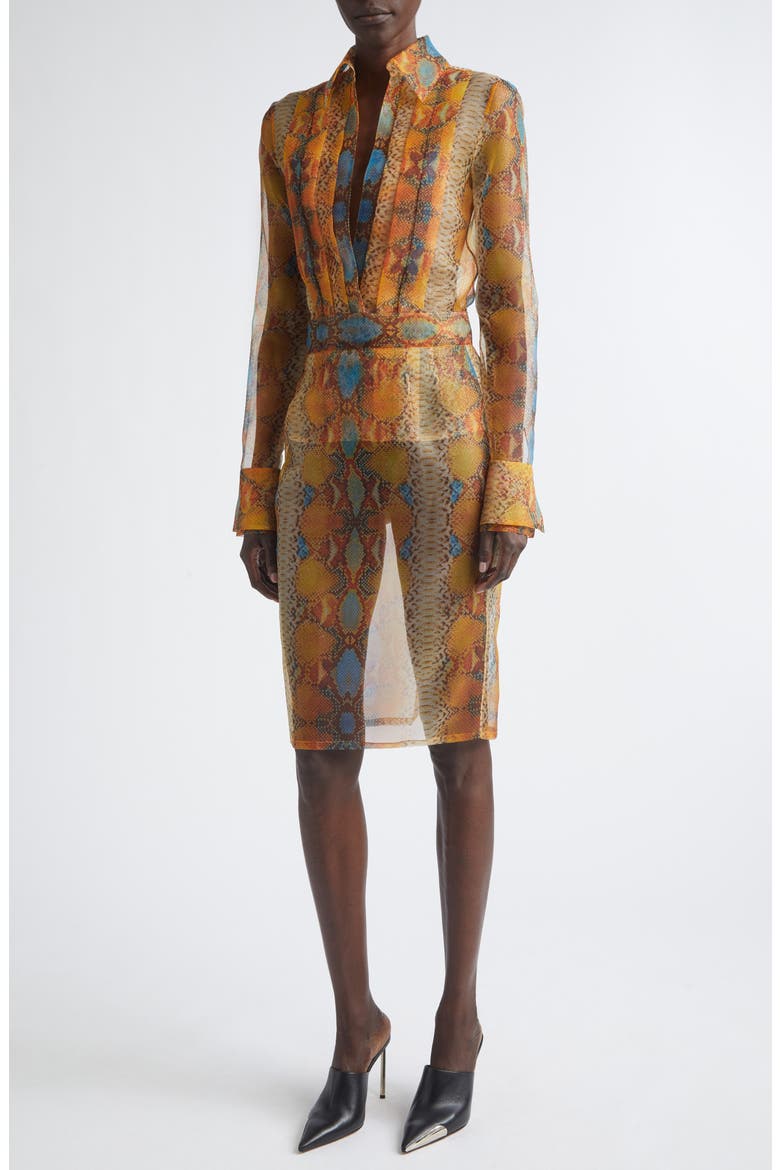 Shimmer Snakeskin Print Sheer Pencil Skirt, Alternate, color, SNAKE