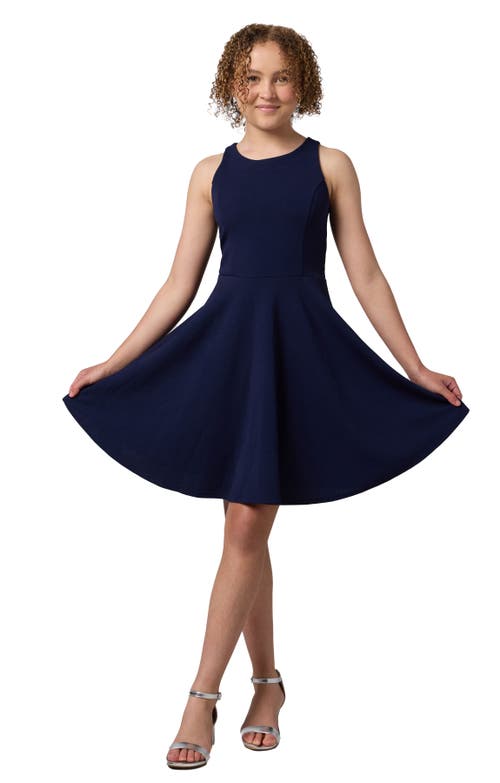 Un Deux Trois Textured Racerback Dress In Blue