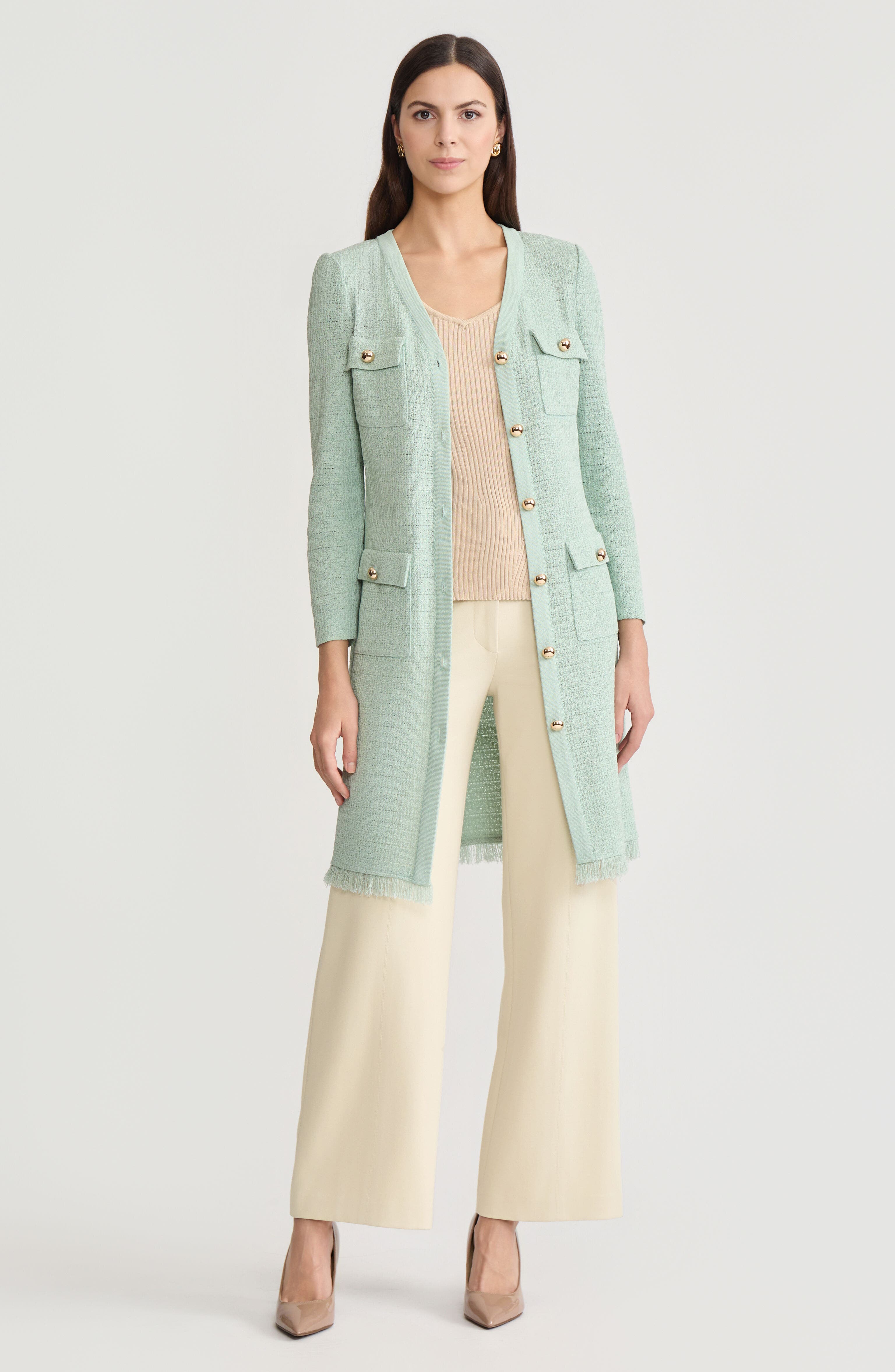 Heritage Tonal Fringe Trim Knit Jacket