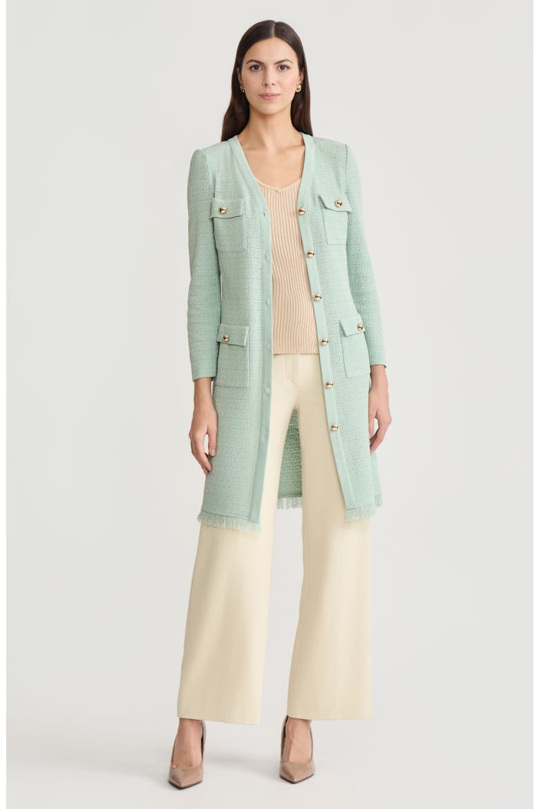 Heritage Tonal Fringe Trim Knit Jacket, Main, color, Fresh Mint