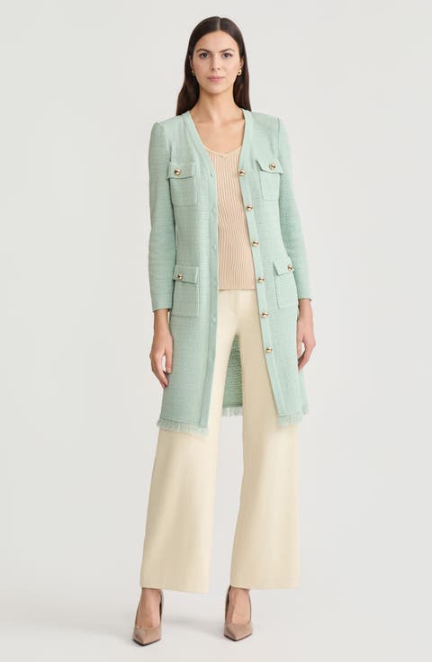 Heritage Tonal Fringe Trim Knit Jacket