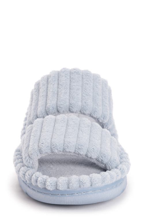 Muk Luks Cloud Ribbed Terry Double Strap Slide Slipper In Cloud
