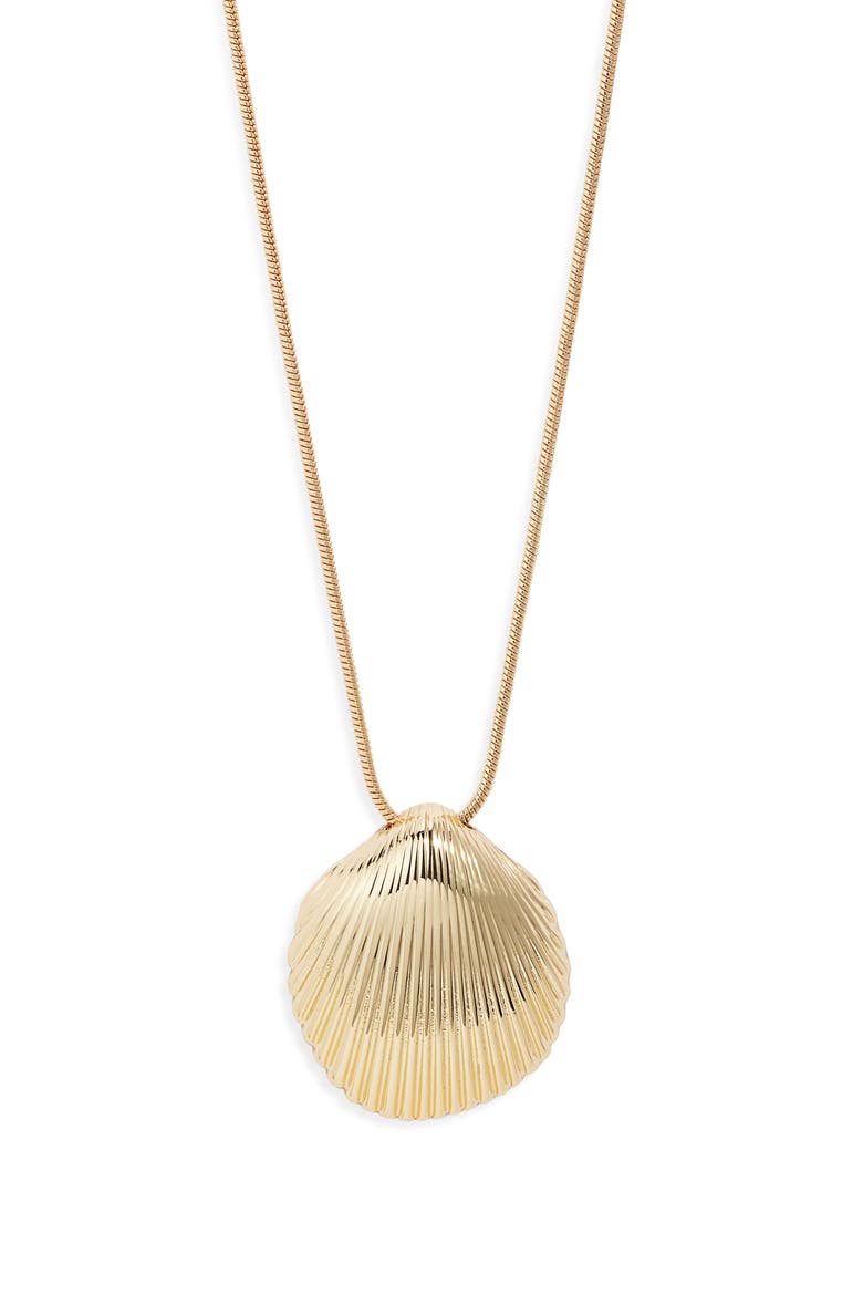 Scallop Shell Pendant Necklace, Main, color, GOLD