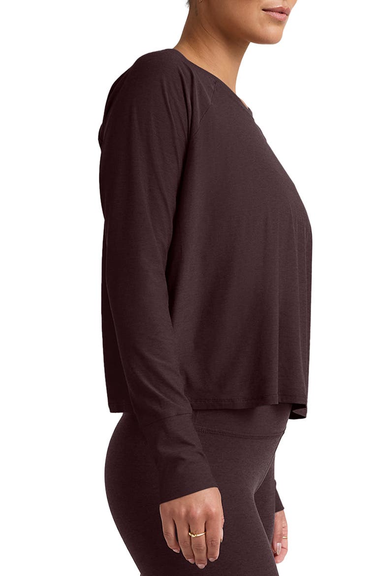 Featherweight Long Sleeve T-Shirt, Alternate, color, DARK CHOCOLATE HEATH