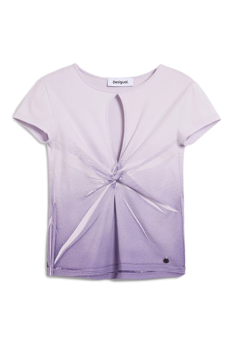 Keyhole Twist Ombré T-Shirt, Alternate, color, LILAC