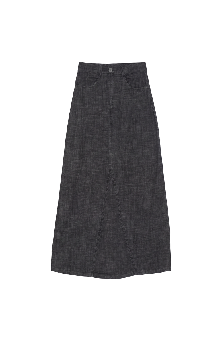 Faves Mineral Wash Godet Panel Front Zip Maxi Skirt, Main, color, Black Wash