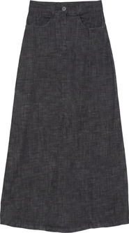 Faves Mineral Wash Godet Panel Front Zip Maxi Skirt