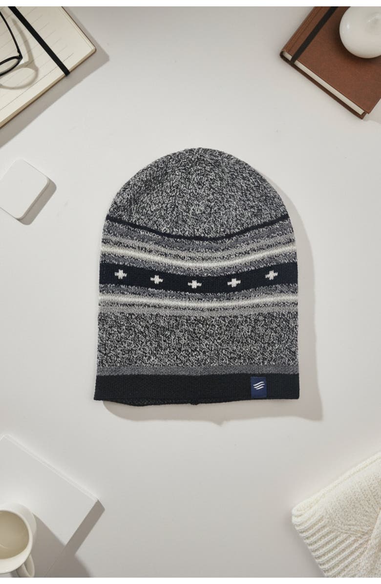 United By Blue The Merino Wool Slouchy Modern Fair Isle Beanie, Alternate, color, Black