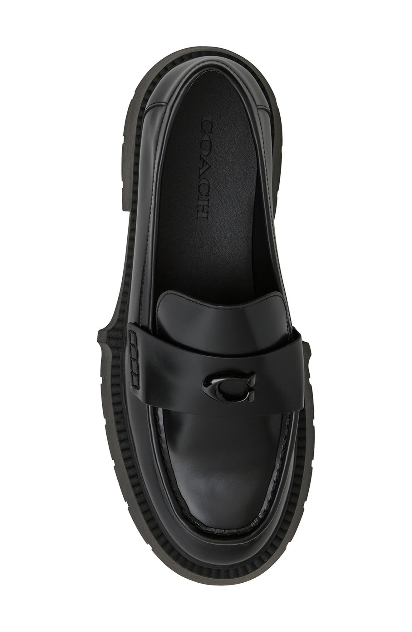 COACH Leah Platform Loafer, Alternate, color, Charcoal Black