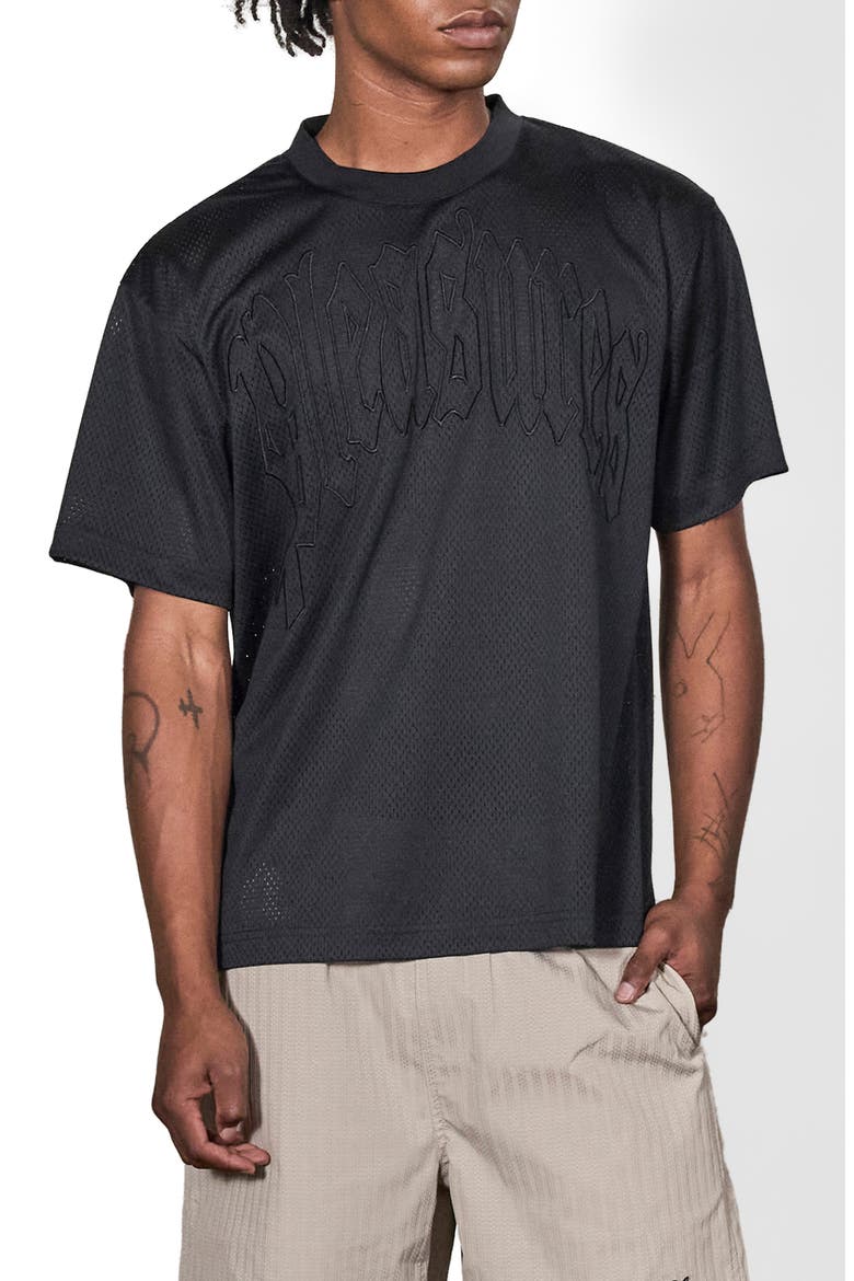 Twitch Cotton Mesh T-Shirt, Main, color, BLACK