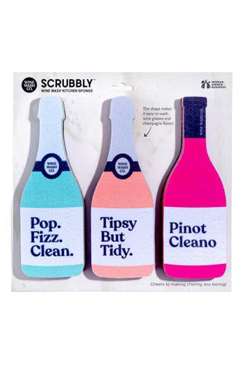 Wine Wash Co. 3-piece Scubbly Kitchen Sponge Set In Multi