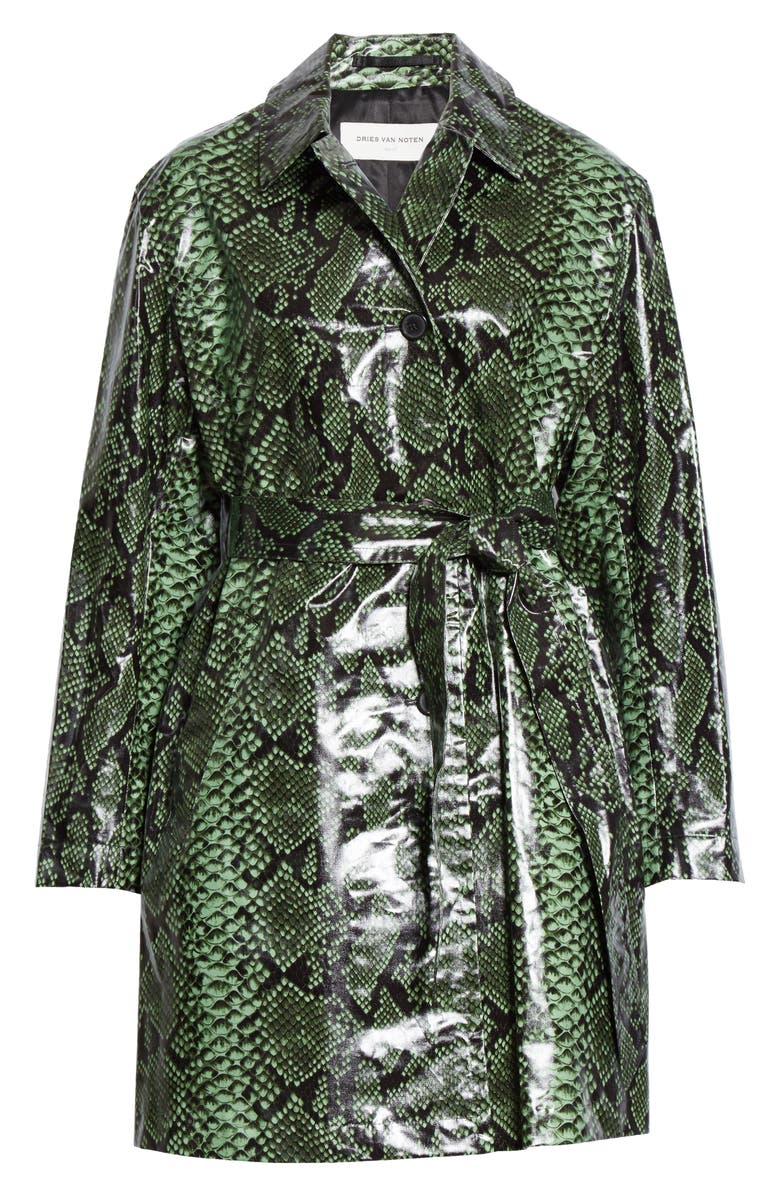Dries Van Noten Ramblas Python Print Coated Cotton Coat, Alternate, color, 