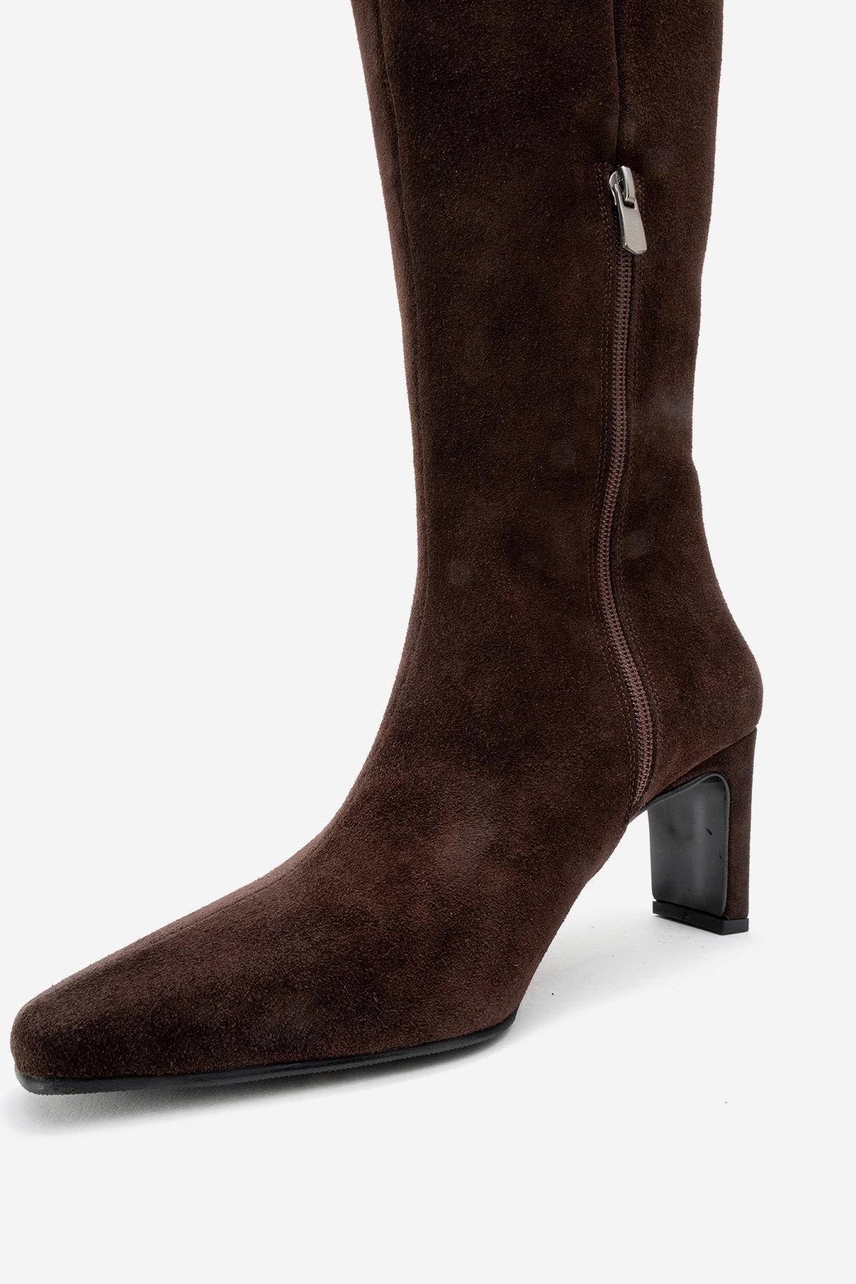 Velencia Leather Knee High Boot, Alternate, color, Brown Suede Leather