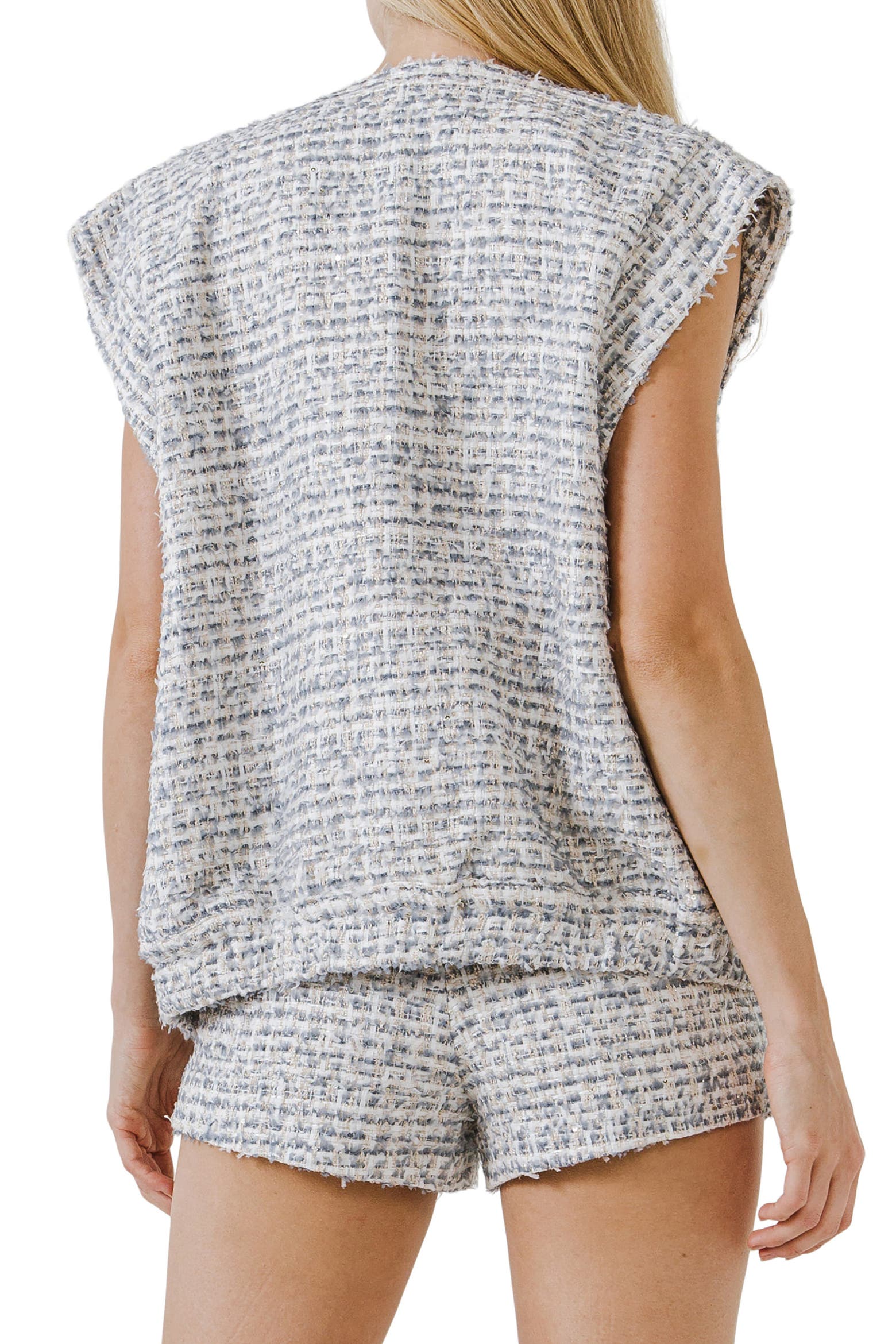 Dagger With Roses Endless Rose Oversize Tweed Button-Up Vest (Women) | Nordstromrack