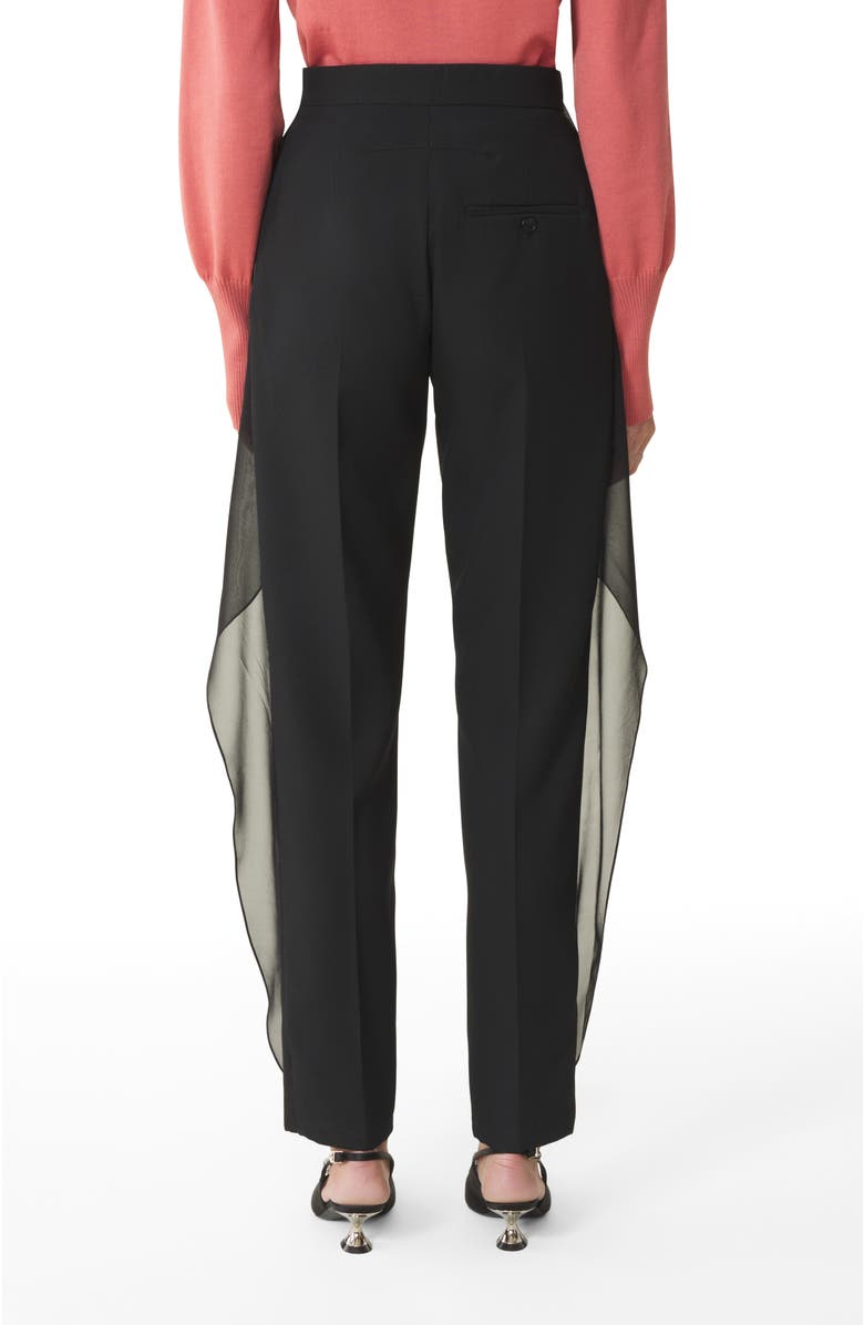 Lanvin Frilled Wool Pants, Alternate, color, Black