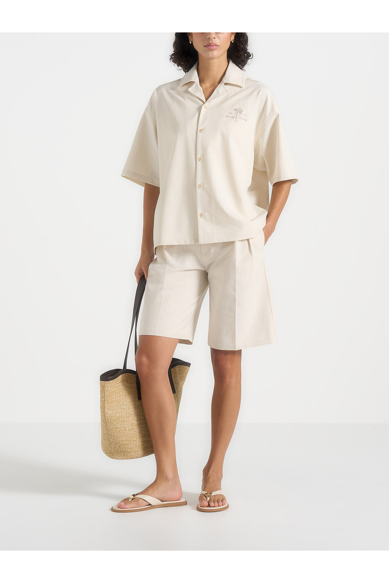 Alexis Unisex Cote d'Azur Boxy Shirt, Alternate, color, Cream