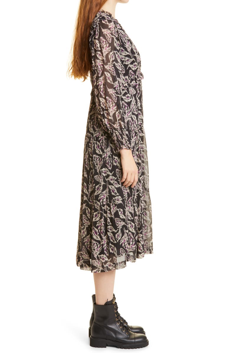 ba&sh Gilda Leaf Print Long Sleeve Dress, Alternate, color,