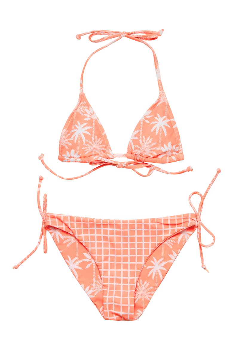 Kids' Cali Palm Triangle Two-Piece Swimsuit, Alternate, color, ORANGE
