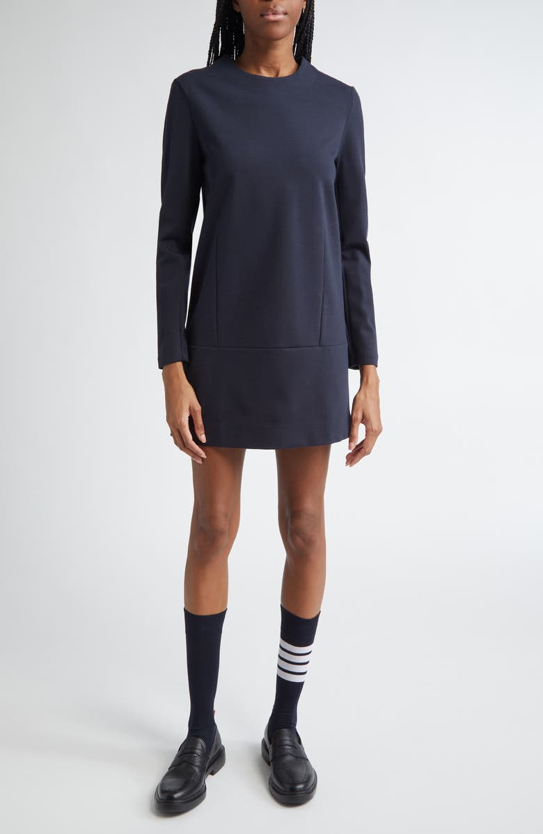 Thom Browne Long Sleeve Wool Blend Shift Dress, Main, color,