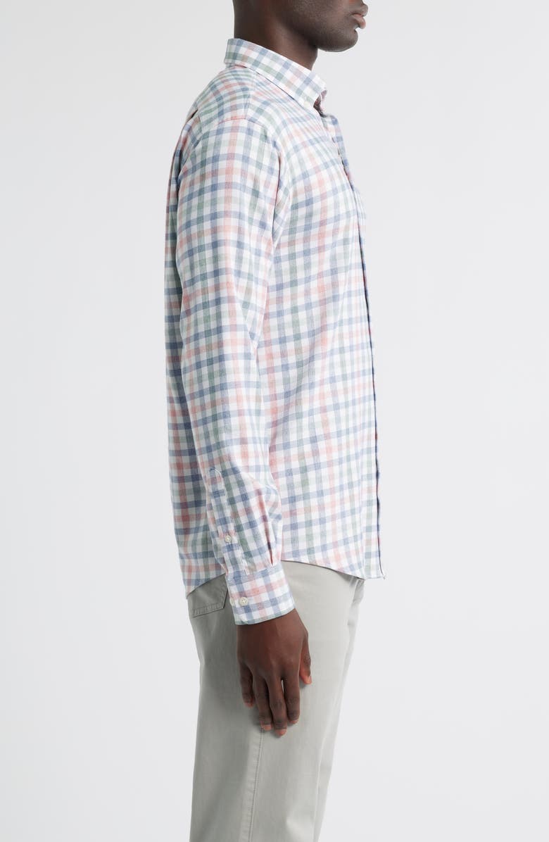 johnnie-O Callum Check Performance Button-Down Shirt, Alternate, color, Navy