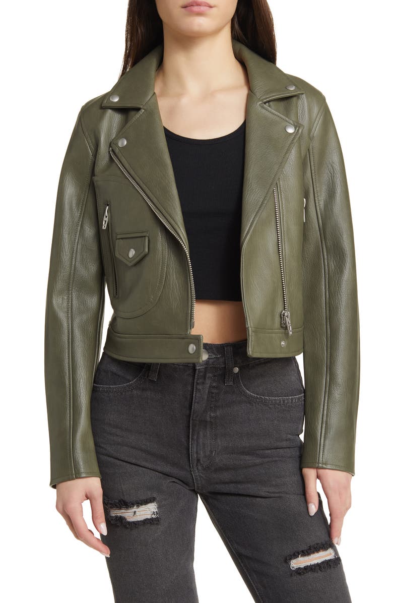 BLANKNYC Faux Leather Moto Jacket, Main, color, 