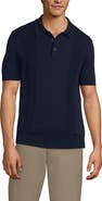 Lands' End Short Sleeve Vertical Rib Button Down Sweater Polo