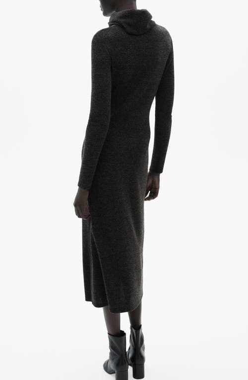 Shop Mango Turtleneck Long Sleeve Knit Sweater Dress In Grey
