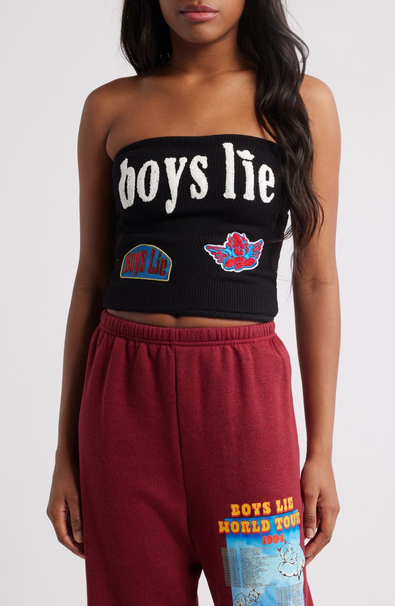 BOYS LIE Leave Them on Read Waffle Stitch Tube Top, Main, color,