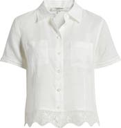 FRAME The Embroidered Seaside Ramie Button-Up Top