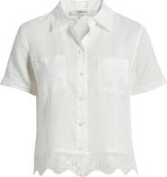 FRAME The Embroidered Seaside Ramie Button-Up Top