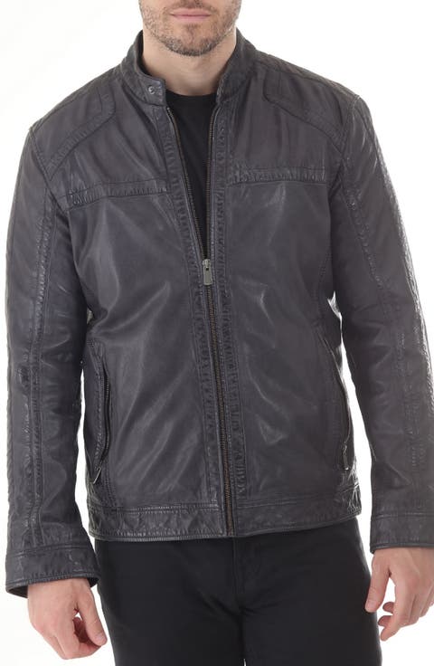 Water Resistant Leather Racer Jacket