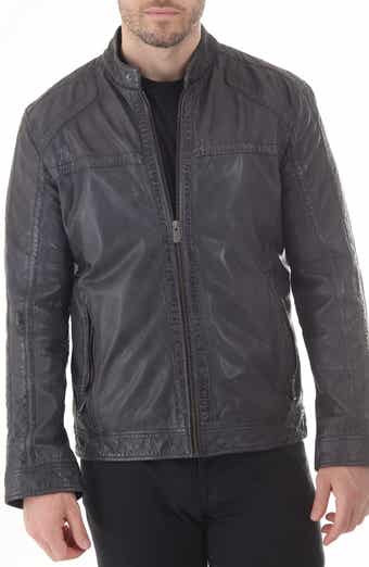 Missani Le Collezioni Water Resistant Leather Racer Jacket