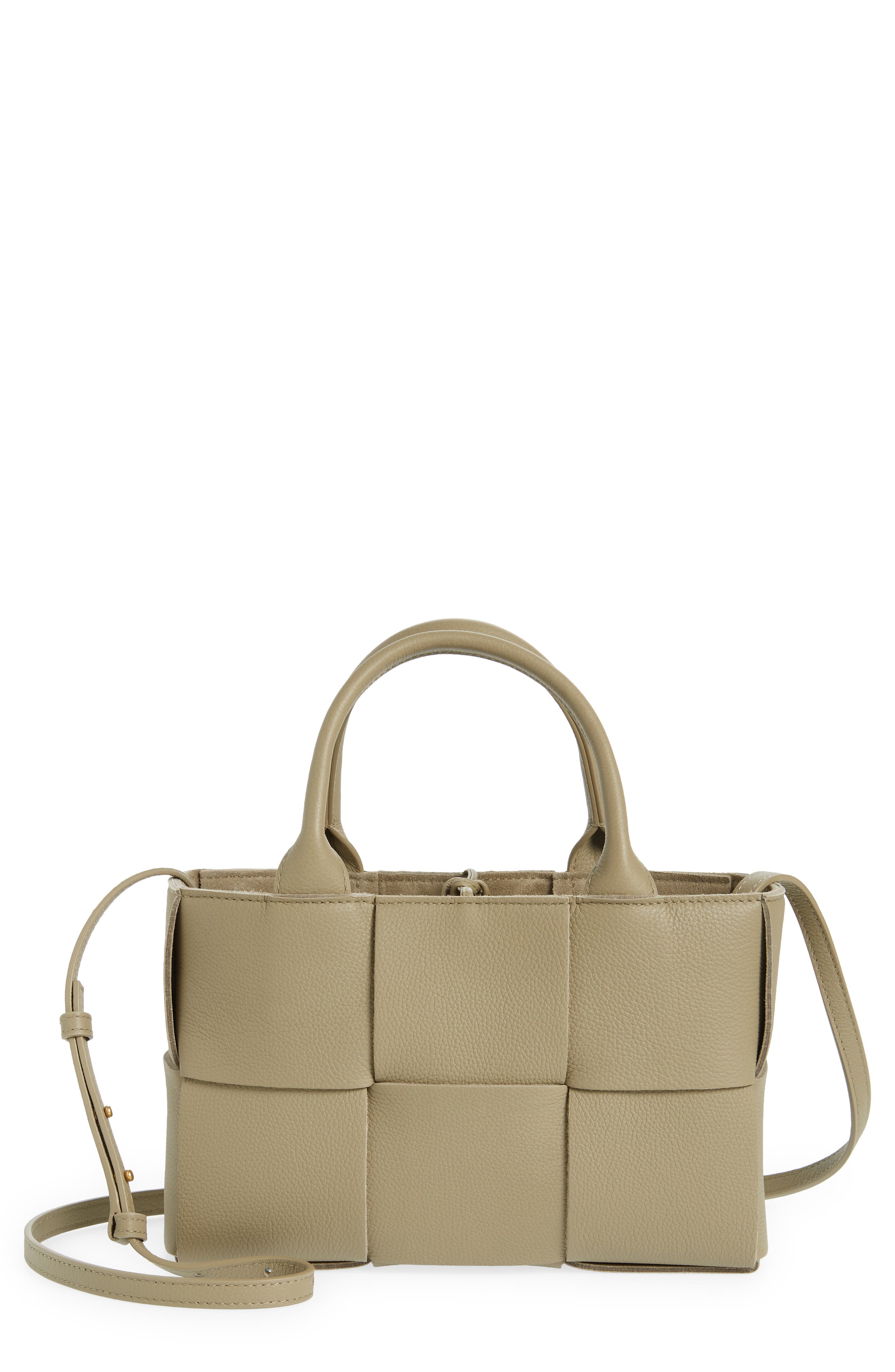 Arco Intrecciato Leather Tote, Main, color, TAUPE-GOLD