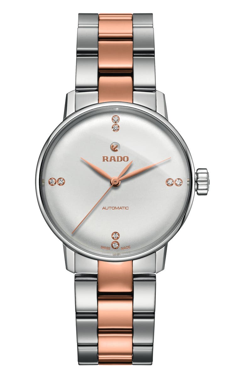 RADO Women's Coupole Two-Tone Diamond Bracelet Watch, 32mm, Main, color, 