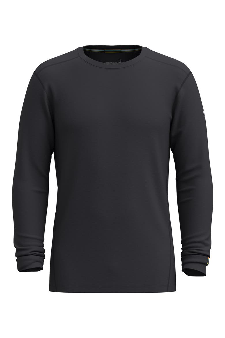 Classic All Season Merino Base Layer Long Sleeve Crewneck Top, Alternate, color, BLACK