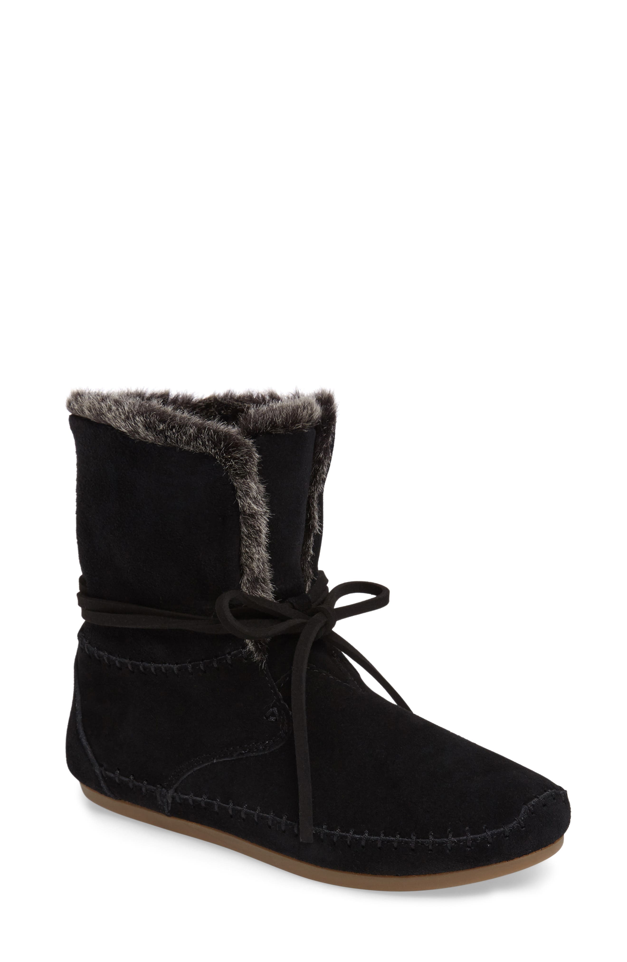 TOMS 'Zahara' Suede Bootie with Faux Fur Lining, Main, color, 