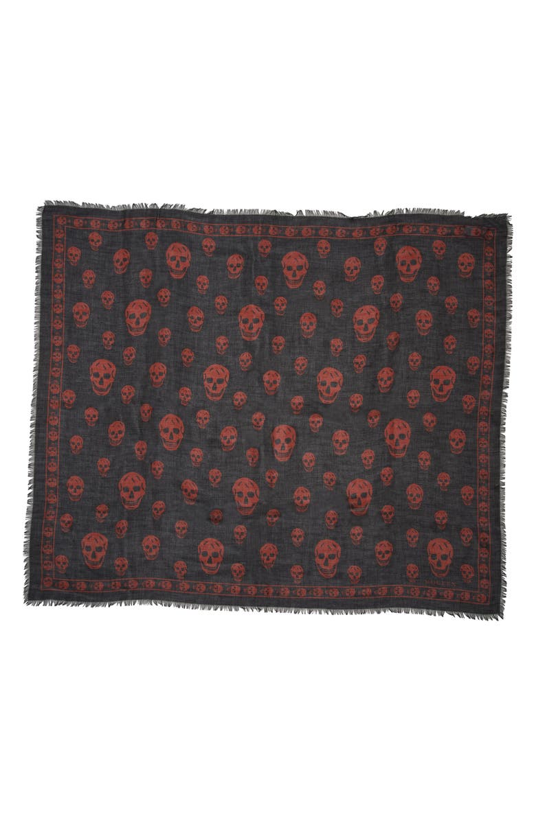 McQueen Skull Print Silk Scarf, Main, color,
