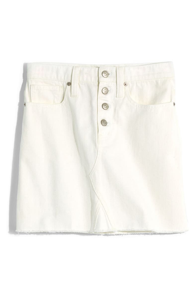Madewell Button Front Denim A-Line Miniskirt, Alternate, color, 