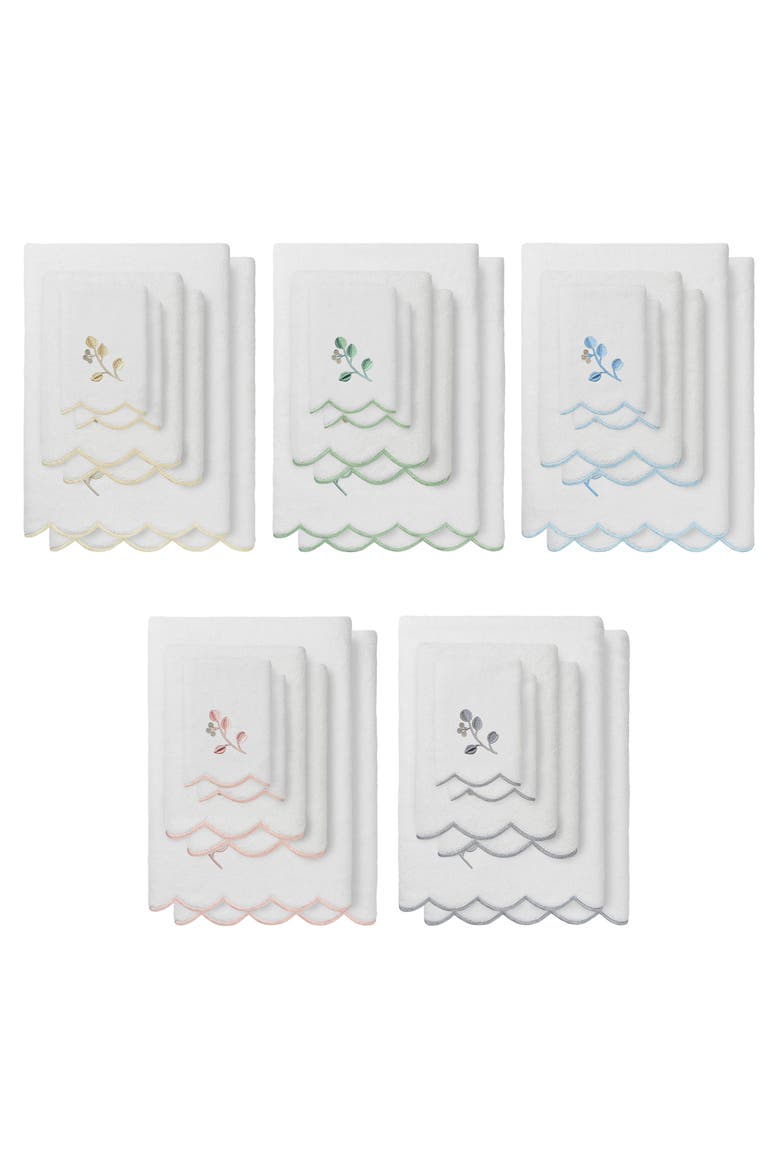 6-Piece Wild Branch Turkish Cotton Bath Towel Set, Alternate, color, WHITE/ GRAY