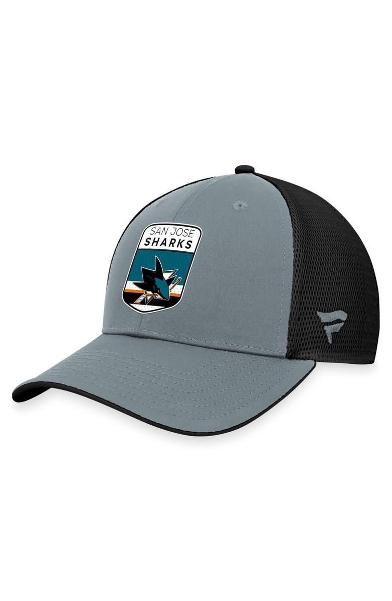 FANATICS Men's Fanatics Branded Gray/Black San Jose Sharks Authentic Pro Home Ice Trucker Adjustable Hat, Alternate, color,
